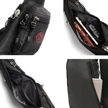 Sling Bag Chest Shoulder Backpack Crossbody Bags Casual Daypack for Men Women (Black-2620N)