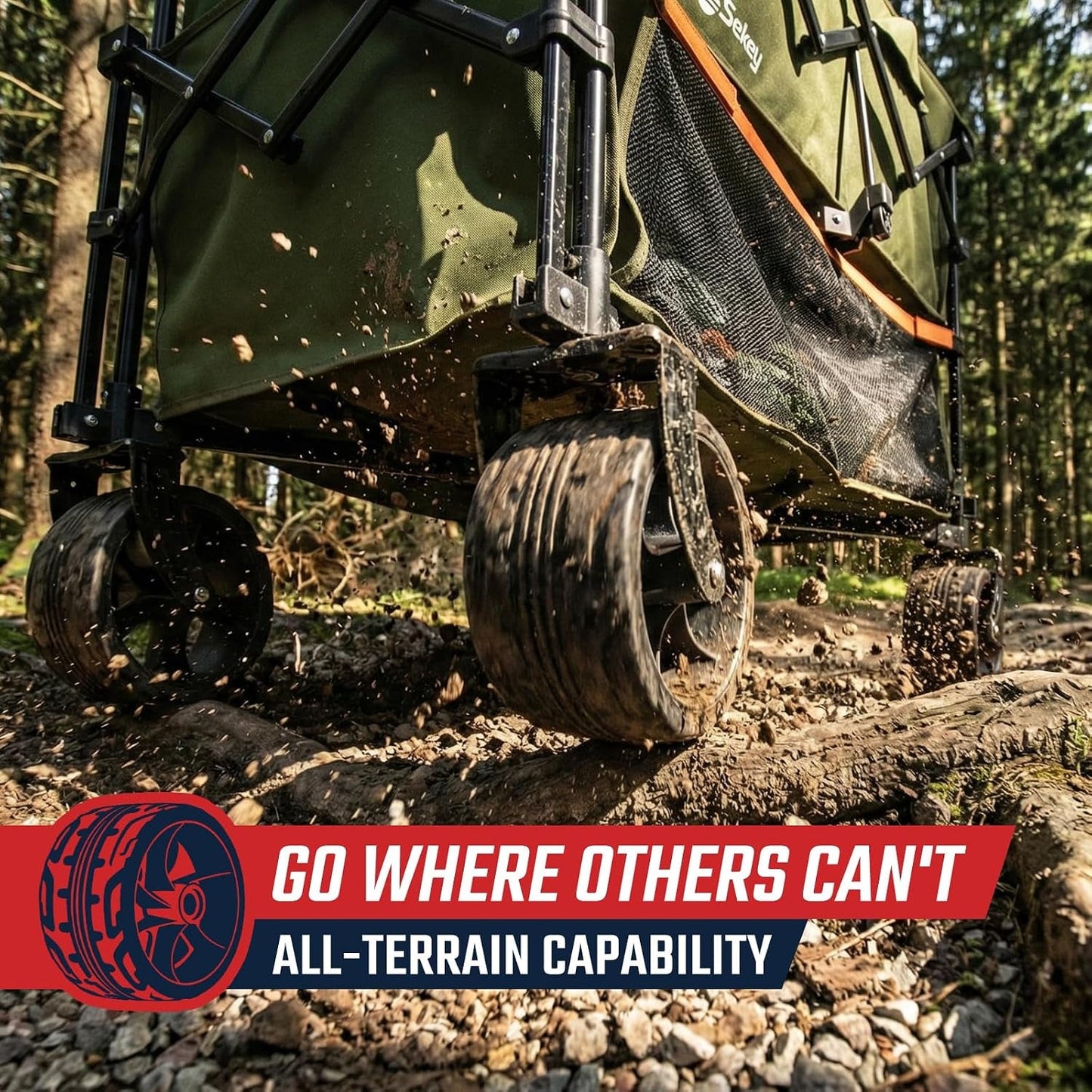 500LBS Heavy Duty Double Decker Wagon with Extender, 400L Large Capacity Collapsible Garden Cart Fits 10X10 Canopy, All-Terrain Big Wheels with Brakes, Foldable Utility Wagon for Sports, Camping