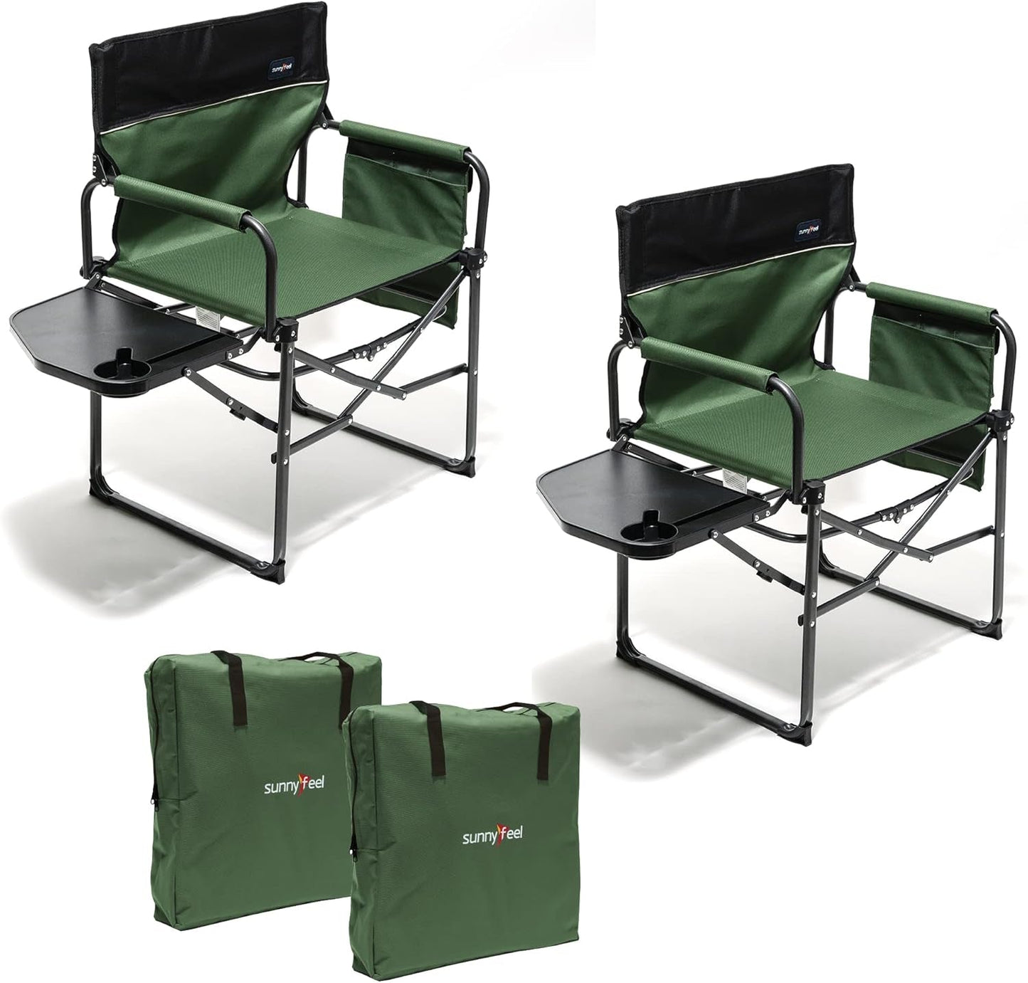 Camping Directors Chair 2 Pack, Heavy Duty,Oversized Portable Folding Chair with Side Table, Pocket for Beach, Fishing,Trip,Picnic,Lawn,Concert Outdoor Foldable Camp Chairs