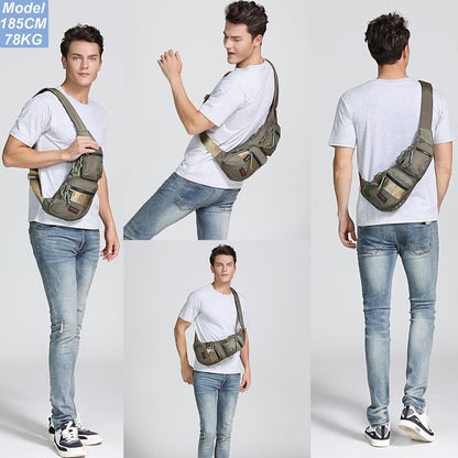Sling Bag Chest Shoulder Backpack Crossbody Bags Casual Daypack for Men Women (Army Green-2854)