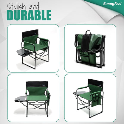 Camping Directors Chair 2 Pack, Heavy Duty,Oversized Portable Folding Chair with Side Table, Pocket for Beach, Fishing,Trip,Picnic,Lawn,Concert Outdoor Foldable Camp Chairs