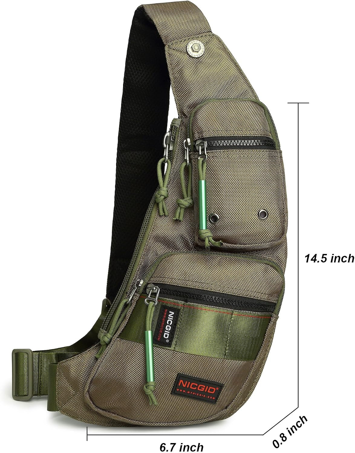 Sling Bag Chest Shoulder Backpack Crossbody Bags Casual Daypack for Men Women (Army Green-2854)