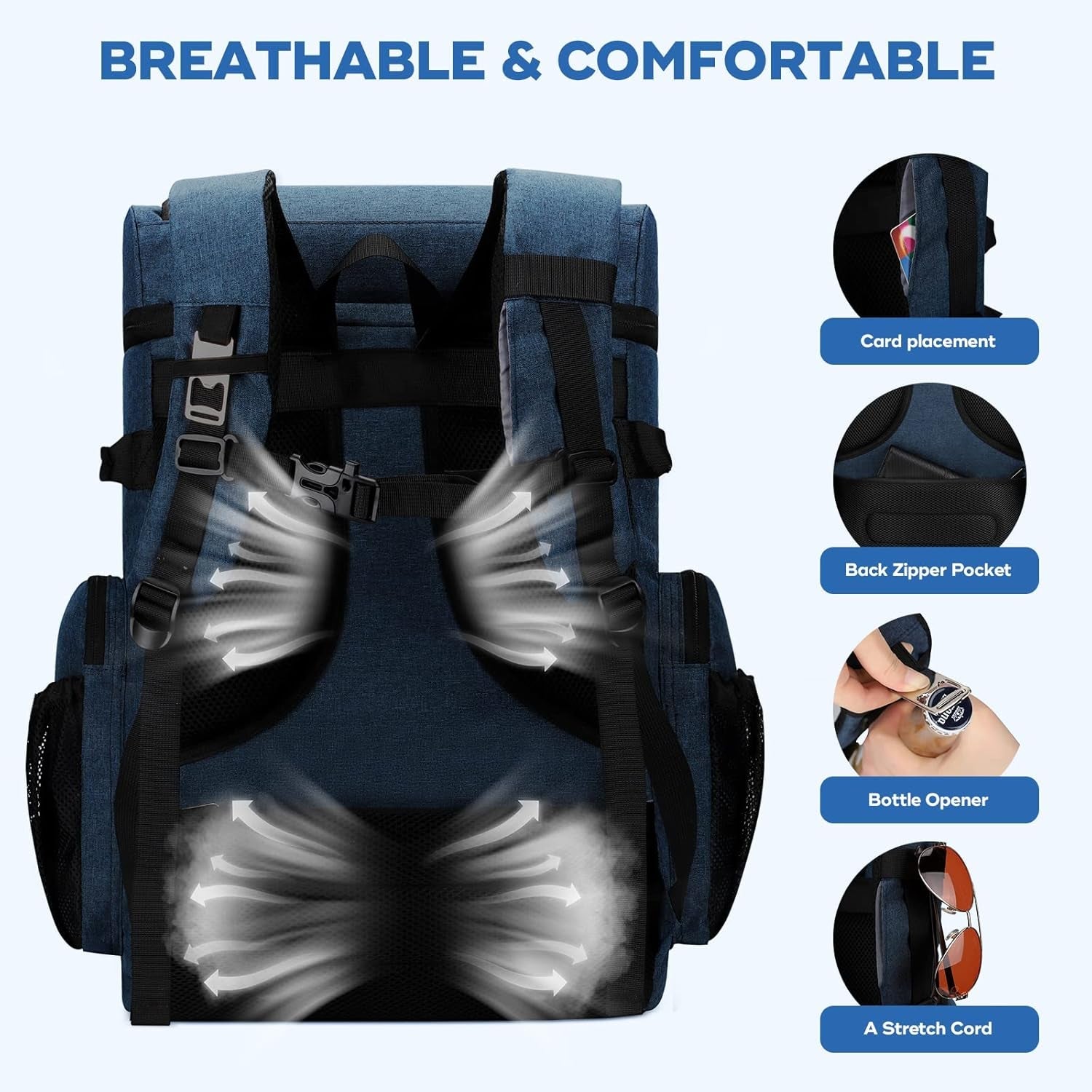 Cooler Backpack,50 Can Insulated Soft Backpack Cooler,Portable Lightweight Leakproof Cooler Bag,Large Capacity Beach Cooler,Waterproof Lunch Backpack for Men Women