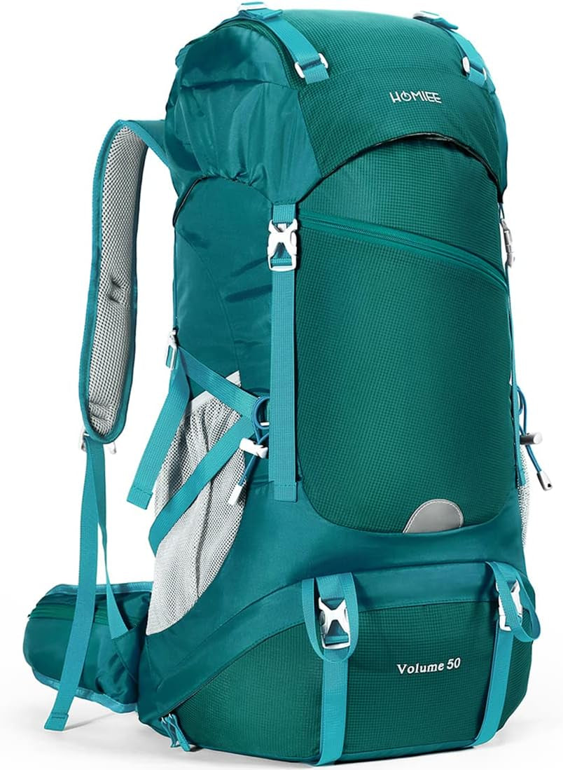 50L Hiking Backpack Travel Bag Waterproof Camping Rucksack with Rain Cover Lightweight Backpacking Backpack