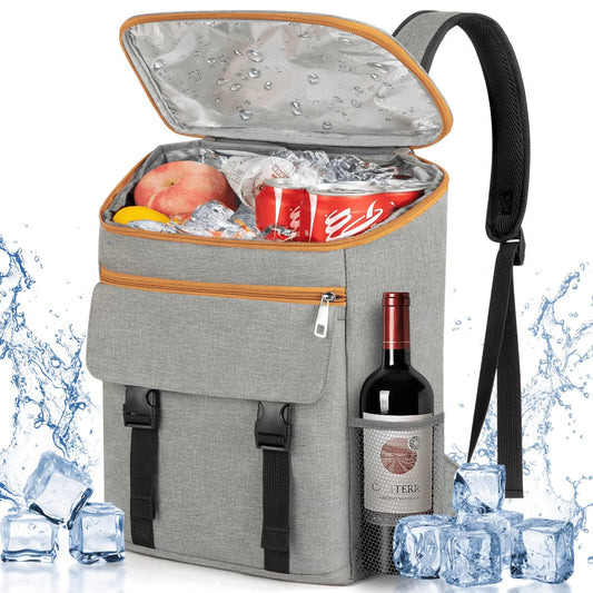 Camping Cooler Backpack 50 Can, Large Capacity Cooler Bag Insulated Compartments Thermal Pocket, Leakproof & Lightweight Travel Cooler Bag, Waterproof Picnic Camping Beach Bag, Gray