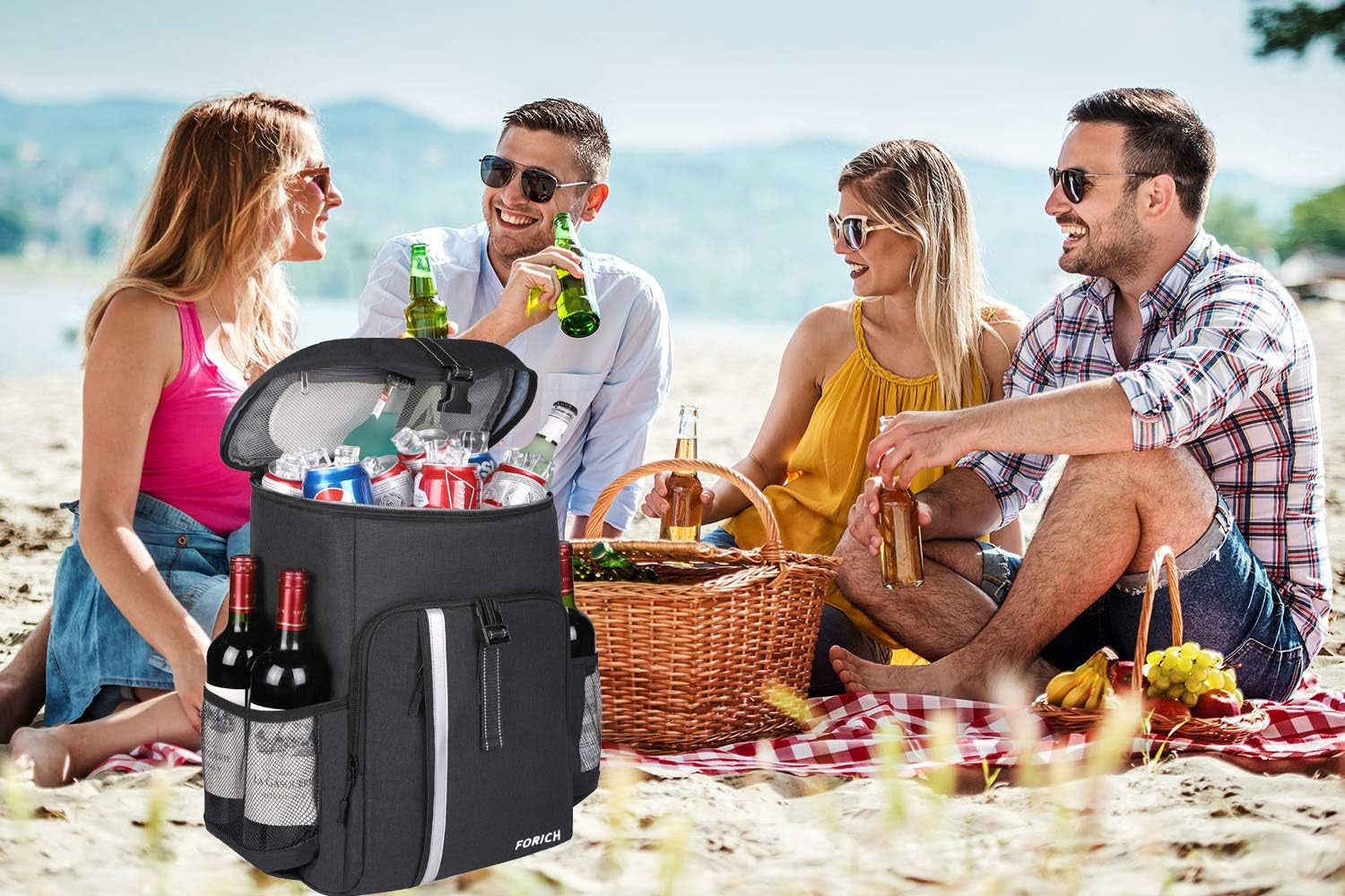 Backpack Cooler Leakproof Insulated Waterproof Backpack Cooler Bag, Lightweight Soft Beach Cooler Backpack for Men Women to Work Lunch Picnics Camping Hiking, 30 Cans