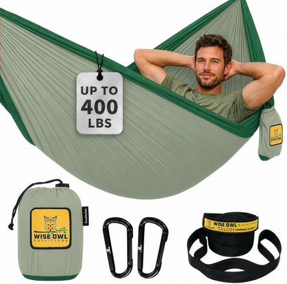 Camping Hammock – up to 500Lbs Portable Hammock with Tree Straps - Travel, Backpacking, Hiking, Outdoors Camping Gear - Single or Double