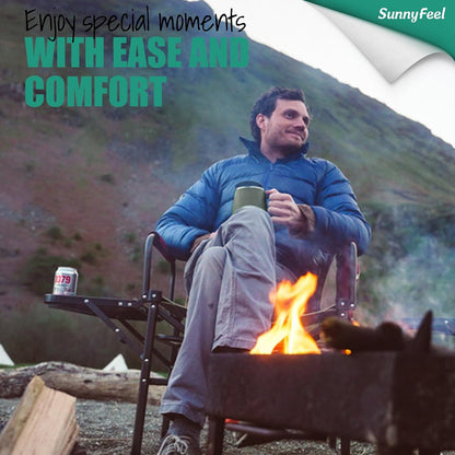 Heated Camping Directors Chair, Heavy Duty,Oversized Outdoor Portable Heating Folding Chair with Side Table, Pocket for Beach, Fishing,Trip,Picnic,Lawn,Concert Foldable Camp Chairs