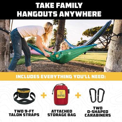 Camping Hammock – up to 500Lbs Portable Hammock with Tree Straps - Travel, Backpacking, Hiking, Outdoors Camping Gear - Single or Double
