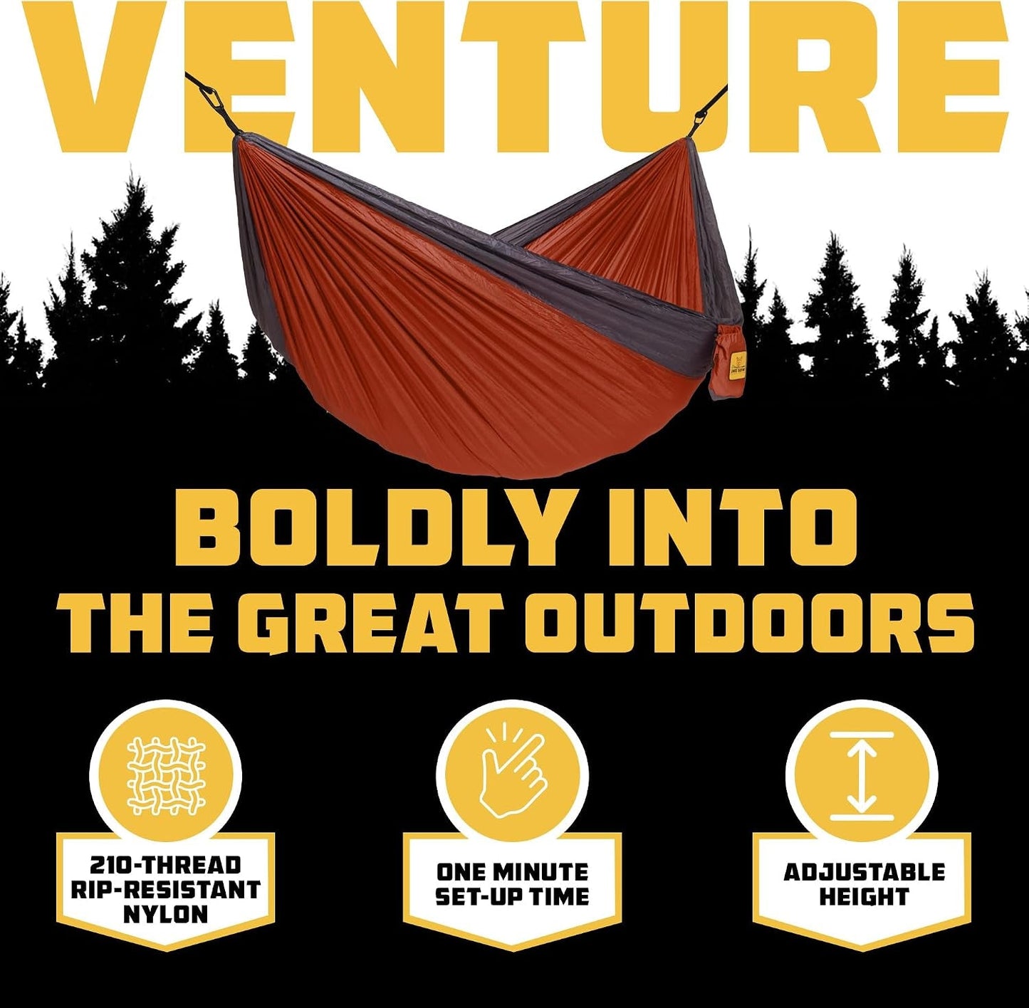 Camping Hammock – up to 500Lbs Portable Hammock with Tree Straps - Travel, Backpacking, Hiking, Outdoors Camping Gear - Single or Double