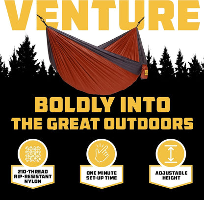 Camping Hammock – up to 500Lbs Portable Hammock with Tree Straps - Travel, Backpacking, Hiking, Outdoors Camping Gear - Single or Double