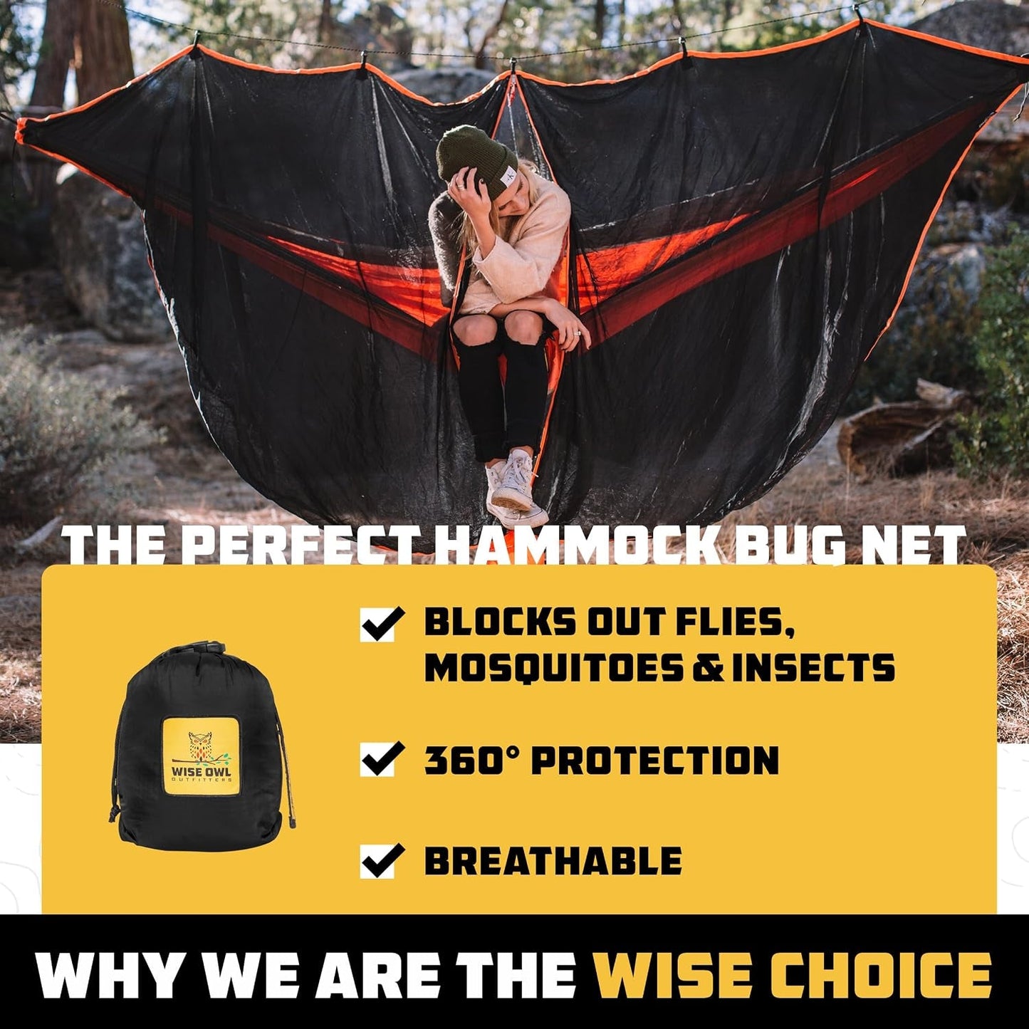 Hammock Bug Net – Mosquito Net for Hammock, Lightweight Bug Netting for Camping, Hiking, Backpacking, Forest & Outdoor Use