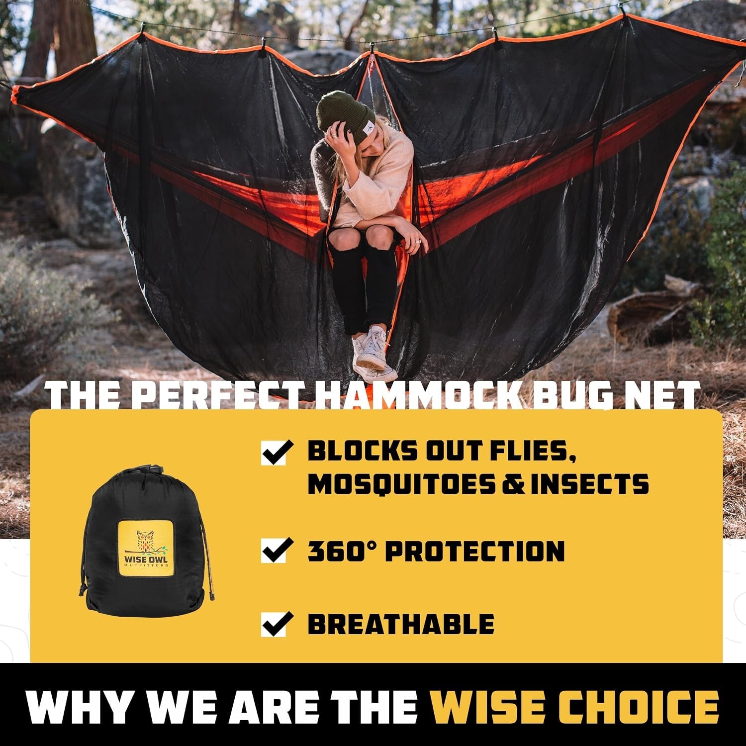 Hammock Bug Net – Mosquito Net for Hammock, Lightweight Bug Netting for Camping, Hiking, Backpacking, Forest & Outdoor Use
