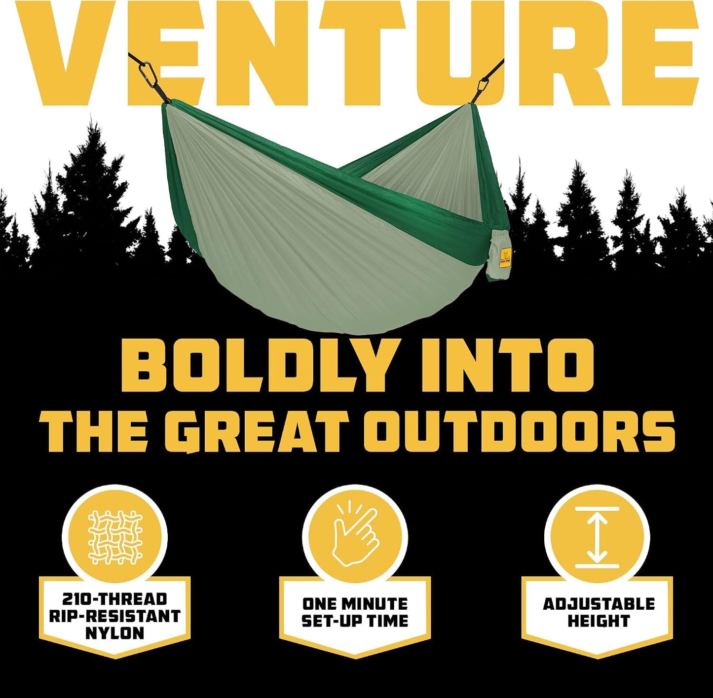 Camping Hammock – up to 500Lbs Portable Hammock with Tree Straps - Travel, Backpacking, Hiking, Outdoors Camping Gear - Single or Double
