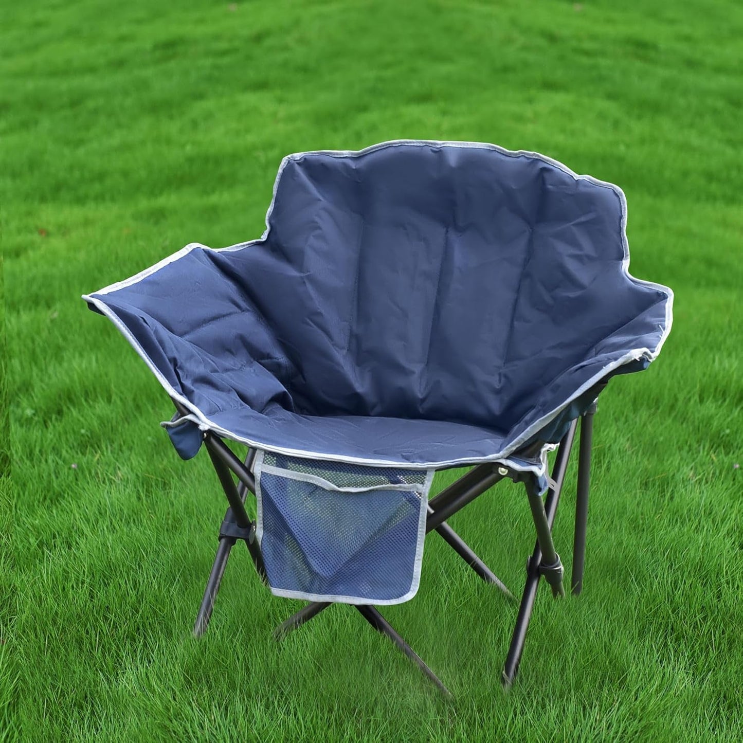 Oversized Padded Camping Chairs for Adults, 500Lbs Capacity | Heavy Duty Folding Chair Large Sofa Chair, Portable Lawn Chair with Carry Bag & Side Pocket for Camping/Rv/Sports/Fishing