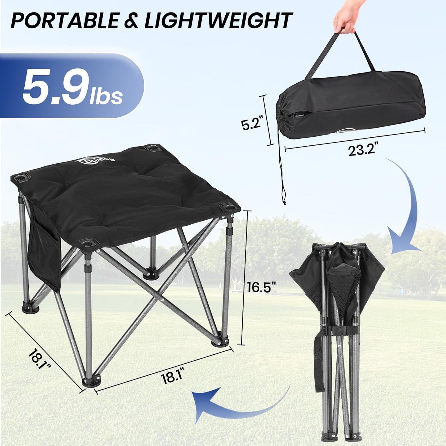 2 Pack Camping Stool Oversized Camping Foot Stool Ottoman Padded Camping Chair Foot Rest 450 Lbs Heavy Duty Camp Stool Foldable Footrest