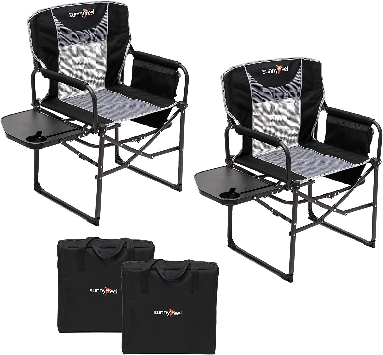 Camping Directors Chair, Heavy Duty,Oversized Portable Folding Chair with Side Table, Pocket for Beach, Fishing,Trip,Picnic,Lawn,Concert Outdoor Foldable Camp Chairs