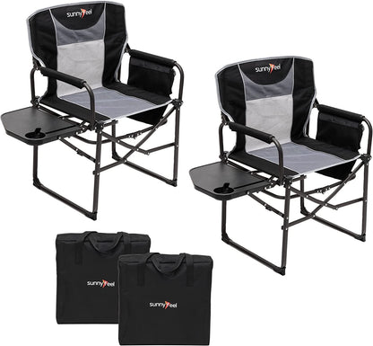 Camping Directors Chair, Heavy Duty,Oversized Portable Folding Chair with Side Table, Pocket for Beach, Fishing,Trip,Picnic,Lawn,Concert Outdoor Foldable Camp Chairs