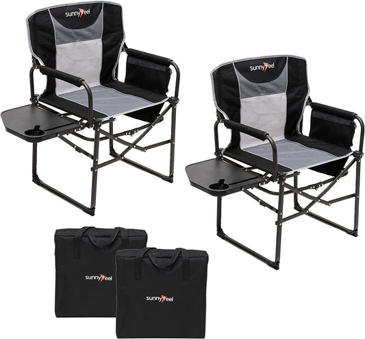 Camping Directors Chair, Heavy Duty,Oversized Portable Folding Chair with Side Table, Pocket for Beach, Fishing,Trip,Picnic,Lawn,Concert Outdoor Foldable Camp Chairs