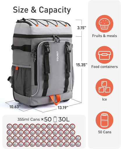 Insulated Rolling Cooler Backpack, Leakproof Waterproof Beach Cooler Bag with Wheels and Handle, Outdoor Camping Picnic Travel