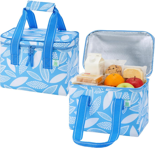 2 Pack Insulated Lunch Bag Cooler Lunch Box Reusable Grocery Shopping Tote Bag, Durable Handles, Double Zippers, Lid, Collapsible, 2.5 Gallon/9L Capacity (Spring Breeze)