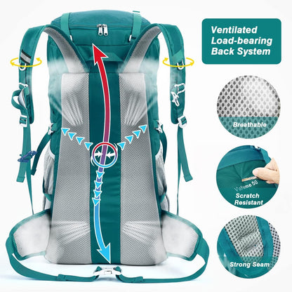 50L Hiking Backpack Travel Bag Waterproof Camping Rucksack with Rain Cover Lightweight Backpacking Backpack