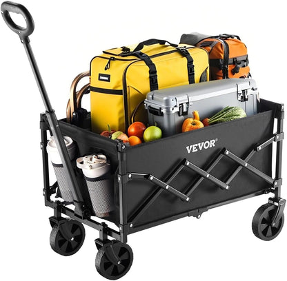 Collapsible Folding Wagon with Wheels, Wagons Carts Foldable with 225Lbs Capacity, Lightweight Portable Utility Wagon Cart for Grocery Shopping Sports Camping and Garden