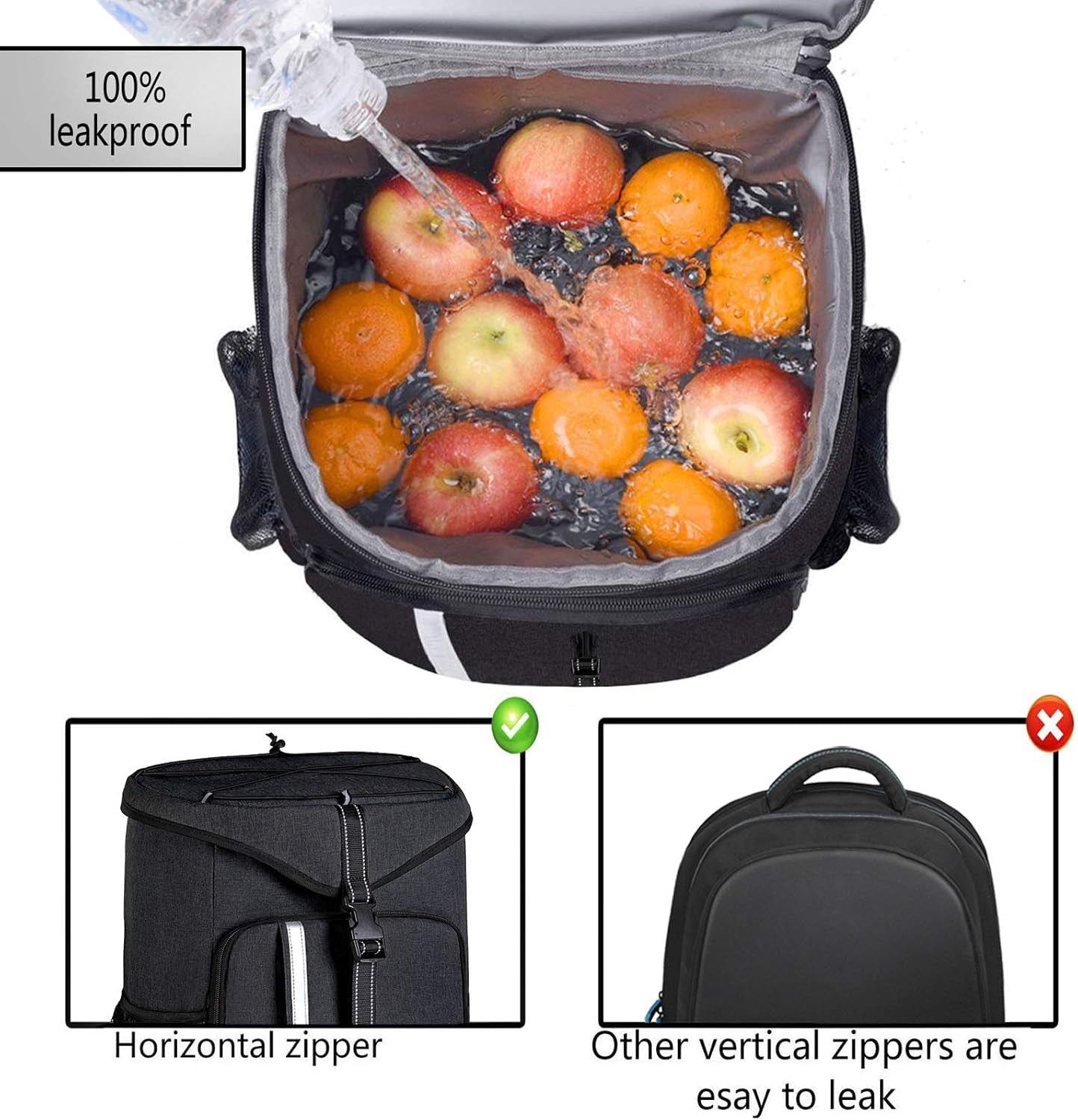 Backpack Cooler Leakproof Insulated Waterproof Backpack Cooler Bag, Lightweight Soft Beach Cooler Backpack for Men Women to Work Lunch Picnics Camping Hiking, 30 Cans