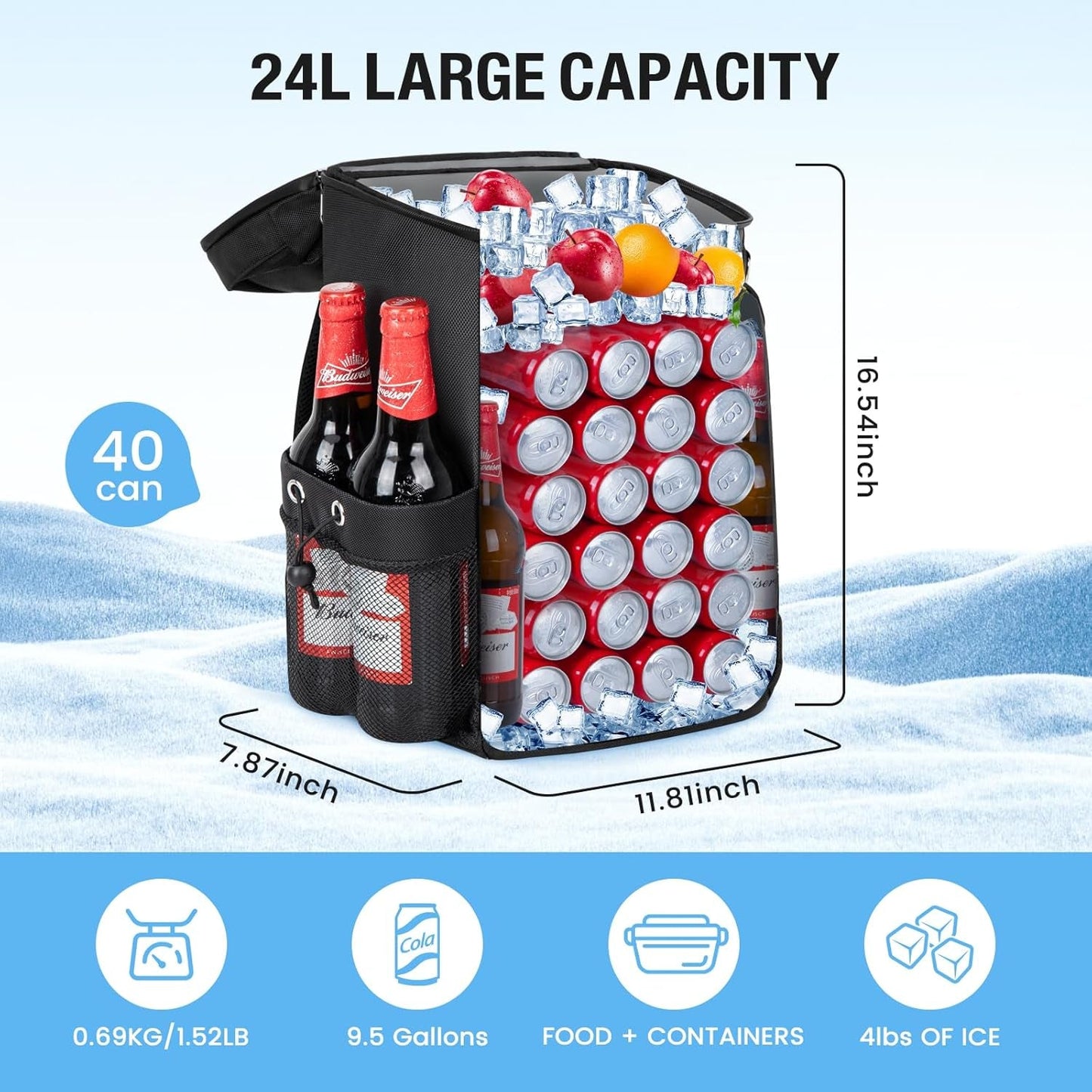Cooler Backpack- 40 Cans Insulated Backpack Cooler for Men & Women Portable Leak Proof Lunch Backpack Cooler Bag for Beach Picnic Travel Work Camping Hiking-Blue