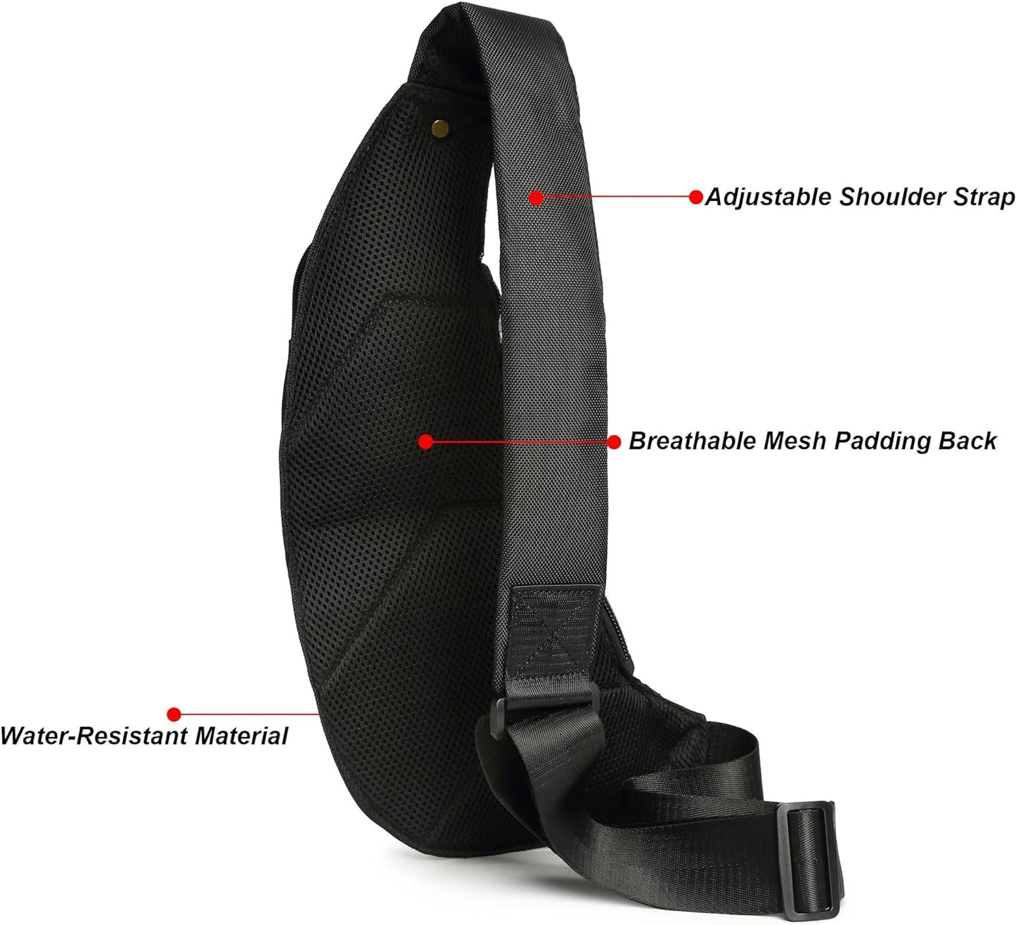 Sling Bag Chest Shoulder Backpack Crossbody Bags Casual Daypack for Men Women (Black-2854)