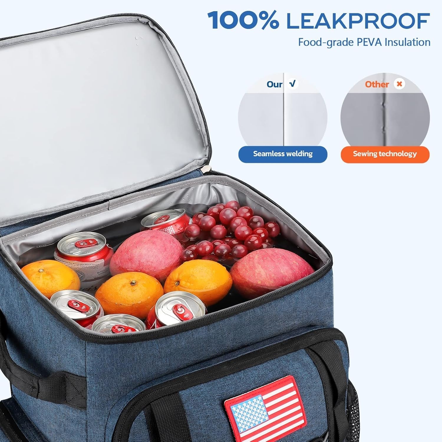 Cooler Backpack,50 Can Insulated Soft Backpack Cooler,Portable Lightweight Leakproof Cooler Bag,Large Capacity Beach Cooler,Waterproof Lunch Backpack for Men Women