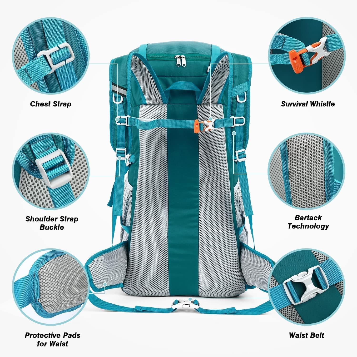 50L Hiking Backpack Travel Bag Waterproof Camping Rucksack with Rain Cover Lightweight Backpacking Backpack
