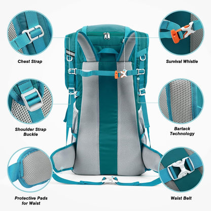 50L Hiking Backpack Travel Bag Waterproof Camping Rucksack with Rain Cover Lightweight Backpacking Backpack