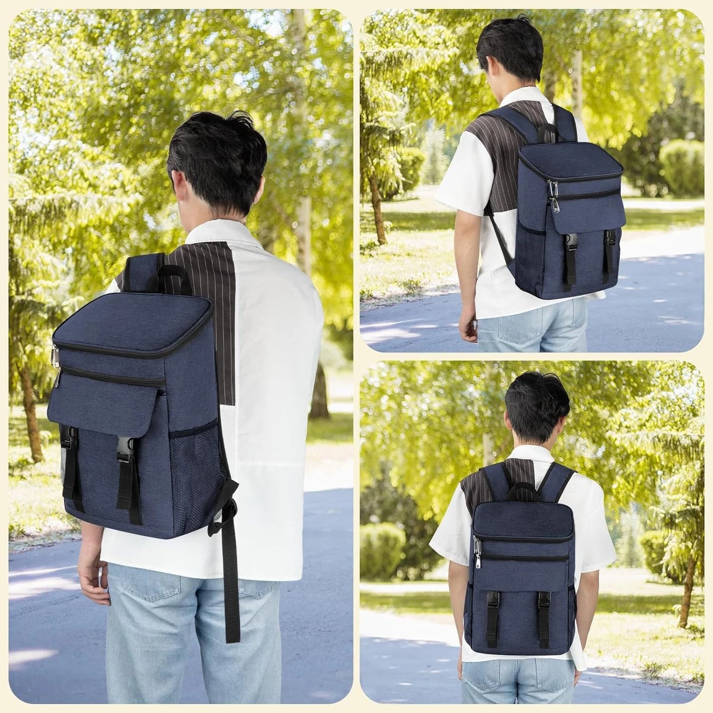 Camping Cooler Backpack 50 Can, Large Capacity Cooler Bag Insulated Compartments Thermal Pocket, Leakproof & Lightweight Travel Cooler Bag, Waterproof Picnic Camping Beach Bag, Blue