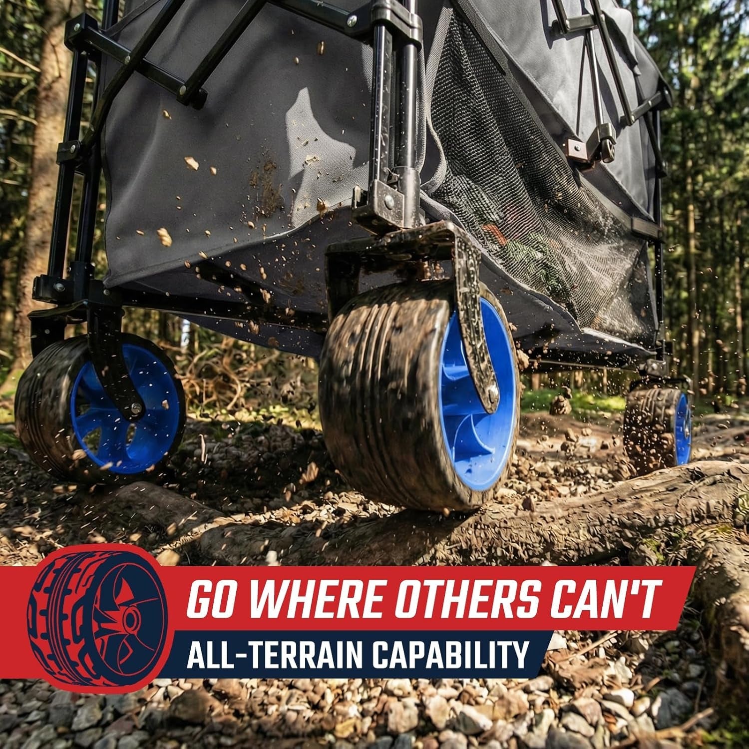 500LBS Heavy Duty Double Decker Wagon with Extender, 400L Large Capacity Collapsible Garden Cart Fits 10X10 Canopy, All-Terrain Big Wheels with Brakes, Foldable Utility Wagon for Sports, Camping
