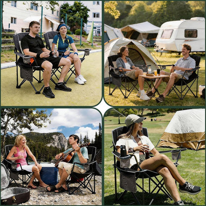Camping Chairs for Adults, Oversized Camping Chair Heavy Duty 500LBS, Portable Lawn Chair with Cup Holder, Side Pocket&Bag for Outdoor Camping/Beach/Picnic/Fishing, Black
