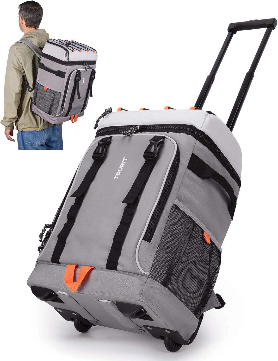 Insulated Rolling Cooler Backpack, Leakproof Waterproof Beach Cooler Bag with Wheels and Handle, Outdoor Camping Picnic Travel