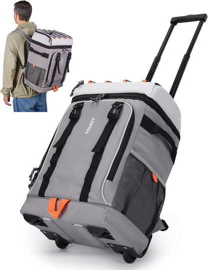 Insulated Rolling Cooler Backpack, Leakproof Waterproof Beach Cooler Bag with Wheels and Handle, Outdoor Camping Picnic Travel