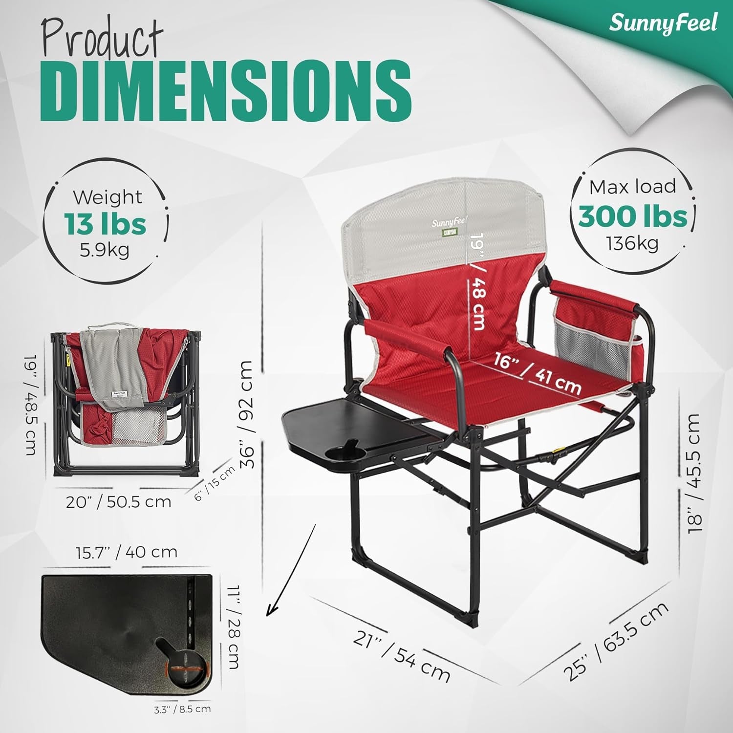 Camping Directors Chair, Heavy Duty,Oversized Portable Folding Chair with Side Table, Pocket for Beach, Fishing,Trip,Picnic,Lawn,Concert Outdoor Foldable Camp Chairs