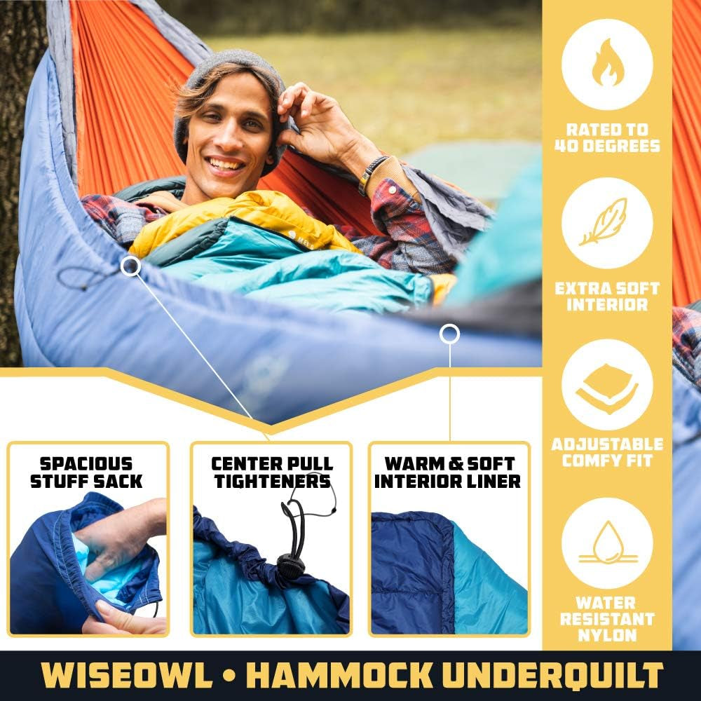 Hammock Underquilt – Insulated Camping Quilt for Warm Sleeping – Fits under Hammocks – Ultralight, Water-Resistant & Packable