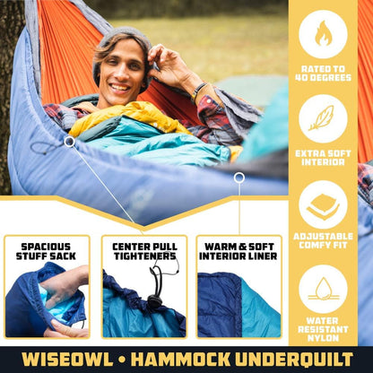 Hammock Underquilt – Insulated Camping Quilt for Warm Sleeping – Fits under Hammocks – Ultralight, Water-Resistant & Packable