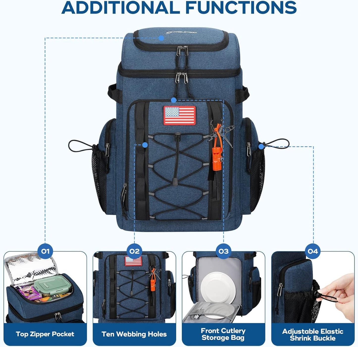 Cooler Backpack,50 Can Insulated Soft Backpack Cooler,Portable Lightweight Leakproof Cooler Bag,Large Capacity Beach Cooler,Waterproof Lunch Backpack for Men Women