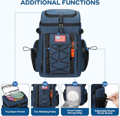 Cooler Backpack,50 Can Insulated Soft Backpack Cooler,Portable Lightweight Leakproof Cooler Bag,Large Capacity Beach Cooler,Waterproof Lunch Backpack for Men Women