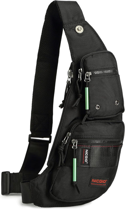 Sling Bag Chest Shoulder Backpack Crossbody Bags Casual Daypack for Men Women (Black-2854)