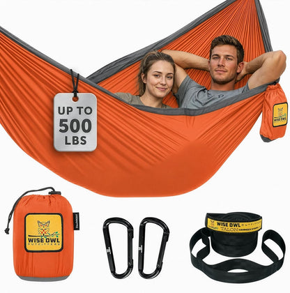 Camping Hammock – up to 500Lbs Portable Hammock with Tree Straps - Travel, Backpacking, Hiking, Outdoors Camping Gear - Single or Double