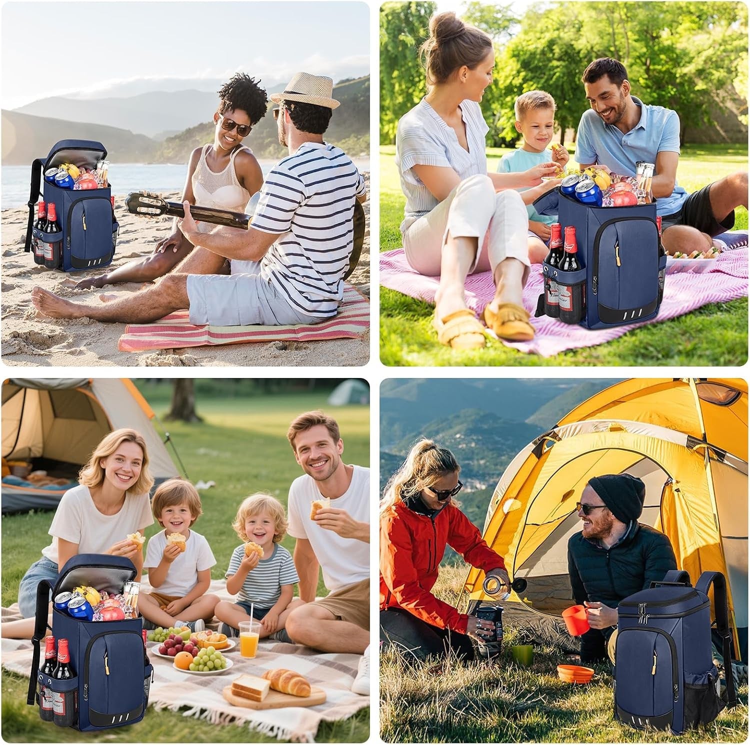 Cooler Backpack- 40 Cans Insulated Backpack Cooler for Men & Women Portable Leak Proof Lunch Backpack Cooler Bag for Beach Picnic Travel Work Camping Hiking-Blue