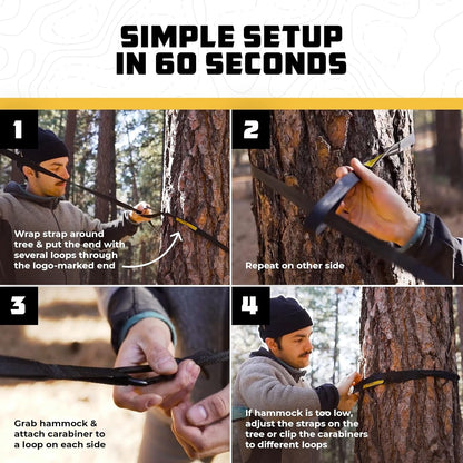 Camping Hammock – up to 500Lbs Portable Hammock with Tree Straps - Travel, Backpacking, Hiking, Outdoors Camping Gear - Single or Double