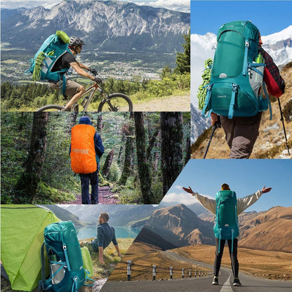 50L Hiking Backpack Travel Bag Waterproof Camping Rucksack with Rain Cover Lightweight Backpacking Backpack