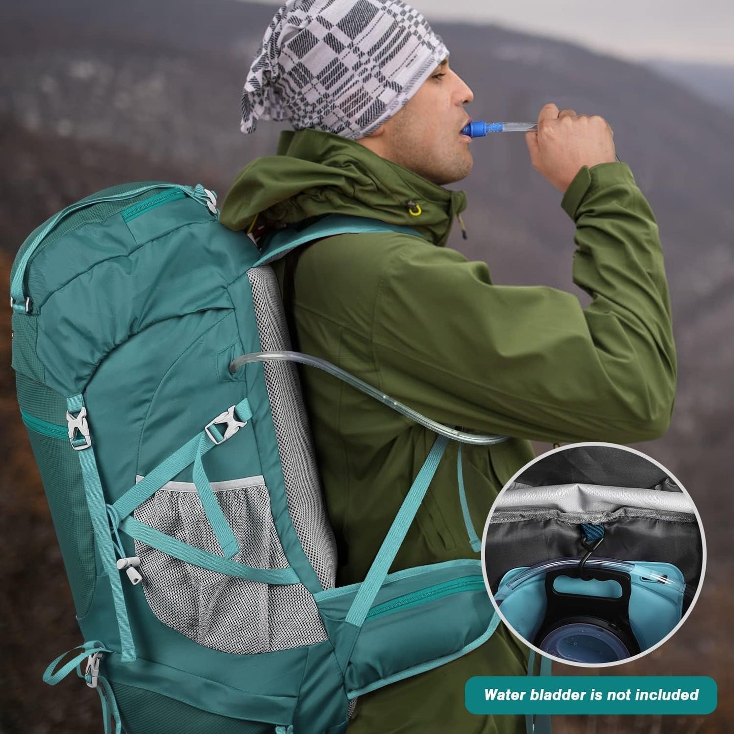 50L Hiking Backpack Travel Bag Waterproof Camping Rucksack with Rain Cover Lightweight Backpacking Backpack