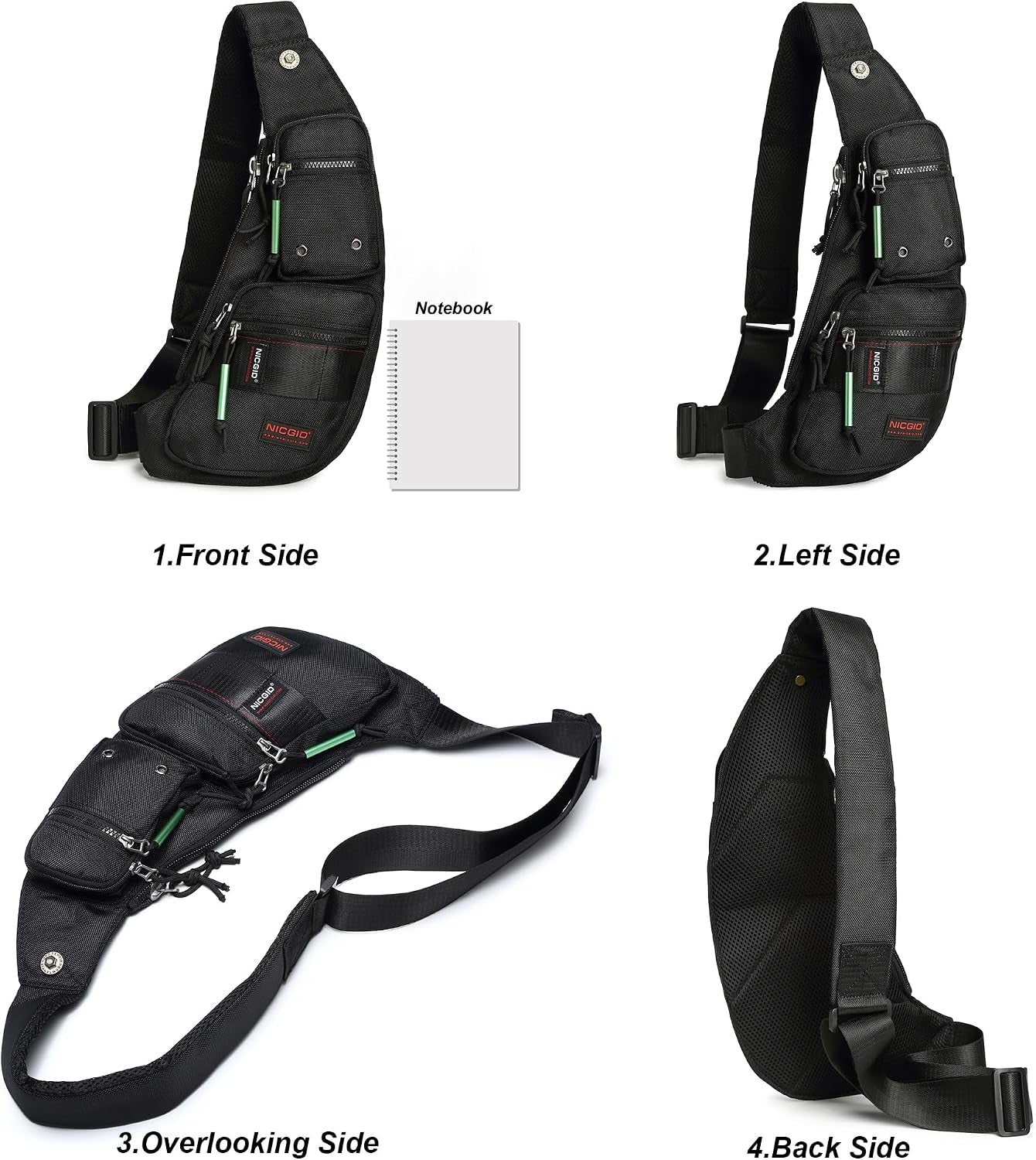 Sling Bag Chest Shoulder Backpack Crossbody Bags Casual Daypack for Men Women (Army Green-2854)
